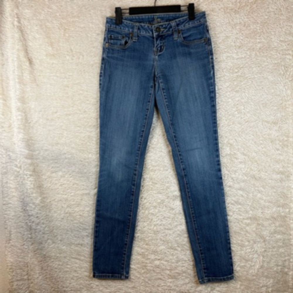 Zco jeans Womens‎ Slim Skinny Denim Blue Stretch Dark Wash Pockets Flat Front 5